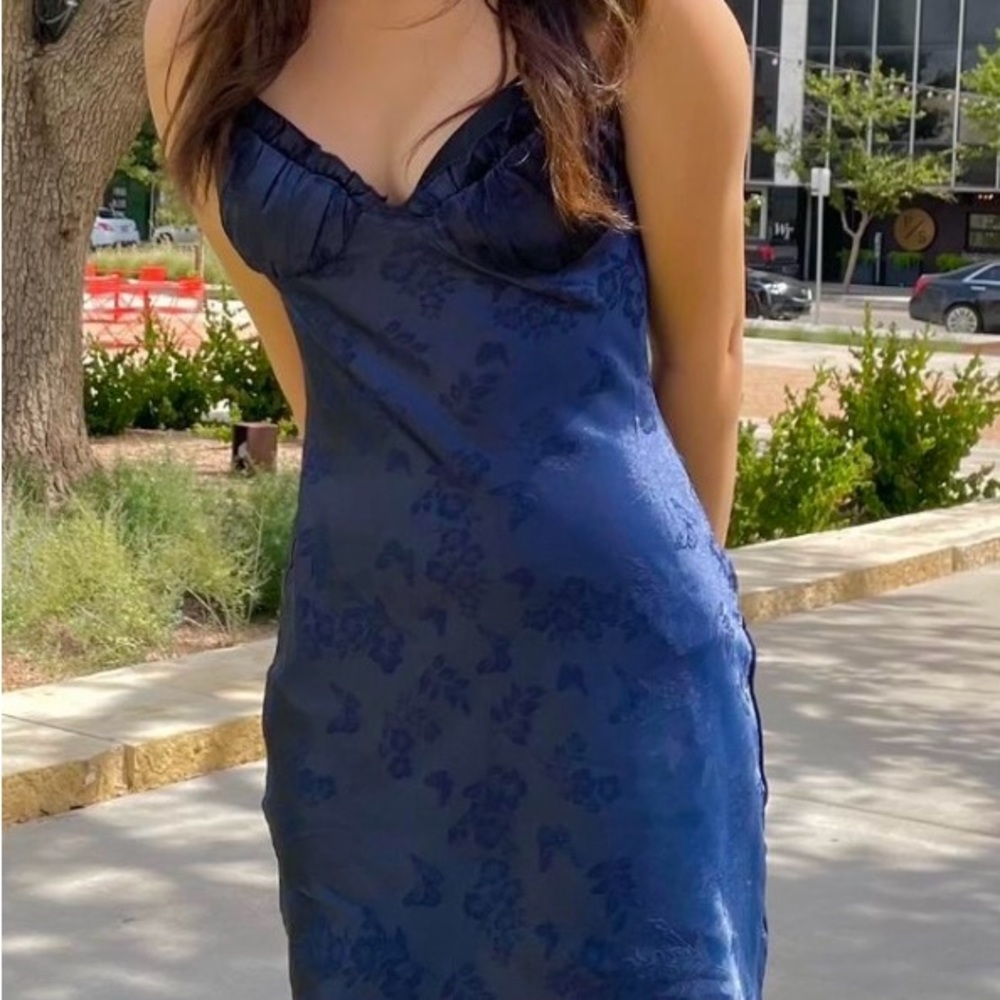 Mini Blue Floral Slip Dress